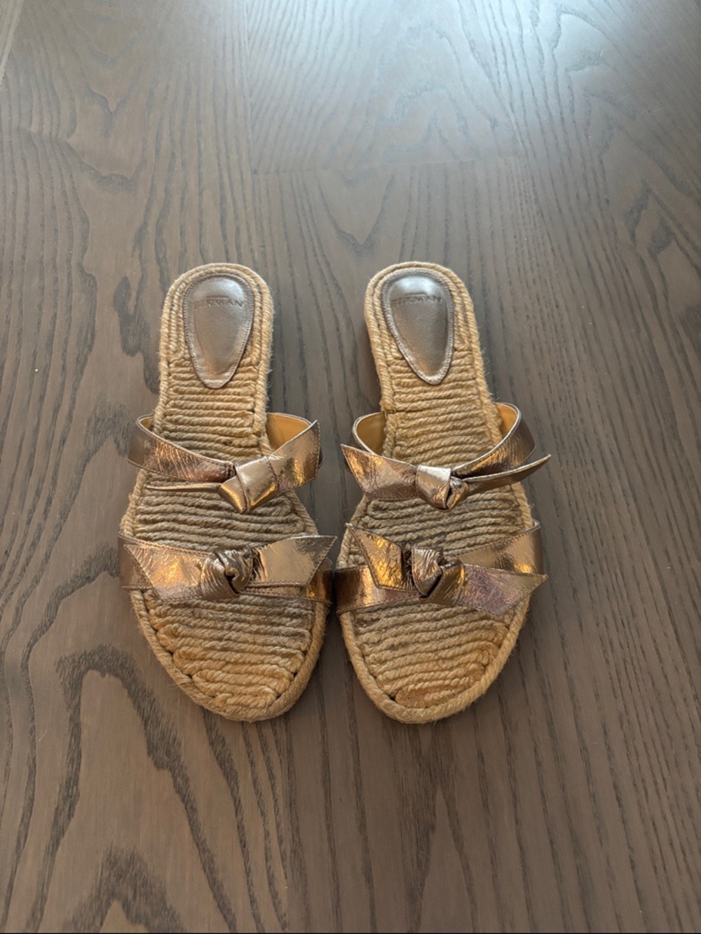 Alexandre Birman Metallic Bronze Rope Slide Sandals for Women *Fits small